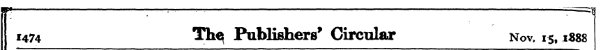 1474 Th«! Publishers * Circular Nov. 15,...