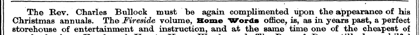 The Rev. Charles Bullock must be again c...