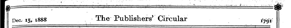 I Dec, 15, 188S The Publishers* Circular...