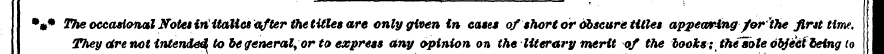 • * * Tfie occasional Note* iri italics ...