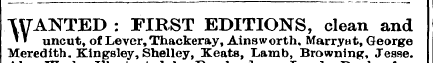 WANTED : FIRST EDITIONS, clean and Mered...