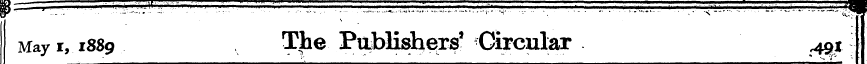 May i, 1889 The P u blishers' Circular ,...