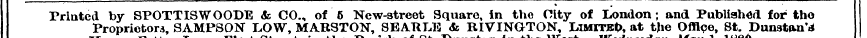 « Printed by SPOTTISWOODE <fe CO., of 6 ...