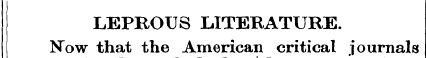 LEPROUS LITERATURE. NTow that the Americ...