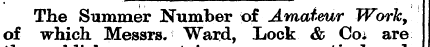 The Summer Number of Amateur Work, of wh...