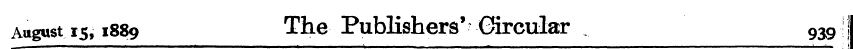 August 15,1889 The Publishers' Circular ...