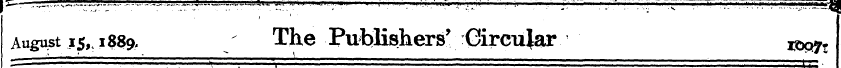 August 15,1889, The Publishers' Circular...