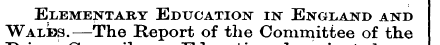 Elementary Education in England and Wale...