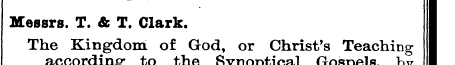 Messrs. T. & T. Clark. I The according »...