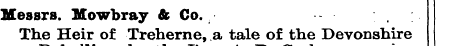 Messrs. Mowbray & Co. The Heir of Treher...