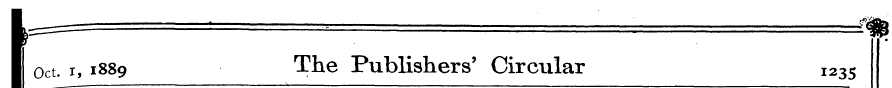 We I Oct. i, 1889 The Publishers' Circul...