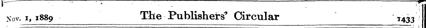 \— ~- ~ "T~ " —— — ; ; *~ Nov. i, 1889 T...