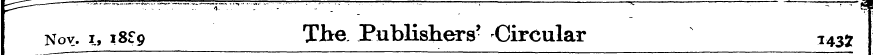Nov. i, 18S9 The. Publishers' Circular T...