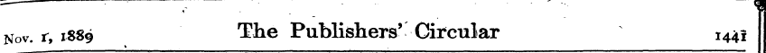 - ¦ - ... - - I Nov. r, 1889 The Publish...
