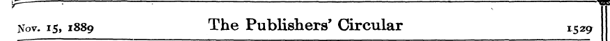 Nov. 15, 1889 The Publishers' Circular 1...