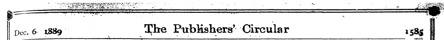 Dec. 6 x8»9 3^* e Publishers' Circular 1...