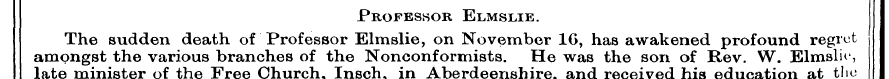 Professor Elmslie. The sudden death of P...