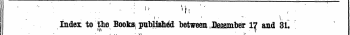 1 .._______ ' ¦ • ¦ ¦ ¦; h" »n : • Index to the Books published between December 17 and 31.