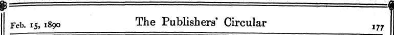Feb. is, 1890 The Publishers' Circular ,...