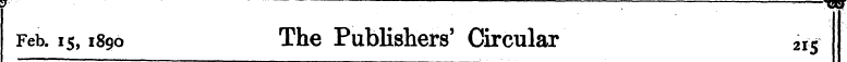 Feb. is, 1890 The Publishers' Circular 2...