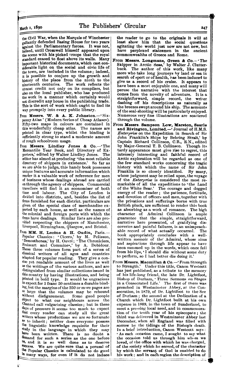 Publishers’ Circular (1880-1890): jS F Y, 1st edition - L^Etuewf, &Q. From The Authors' Co-Opera...