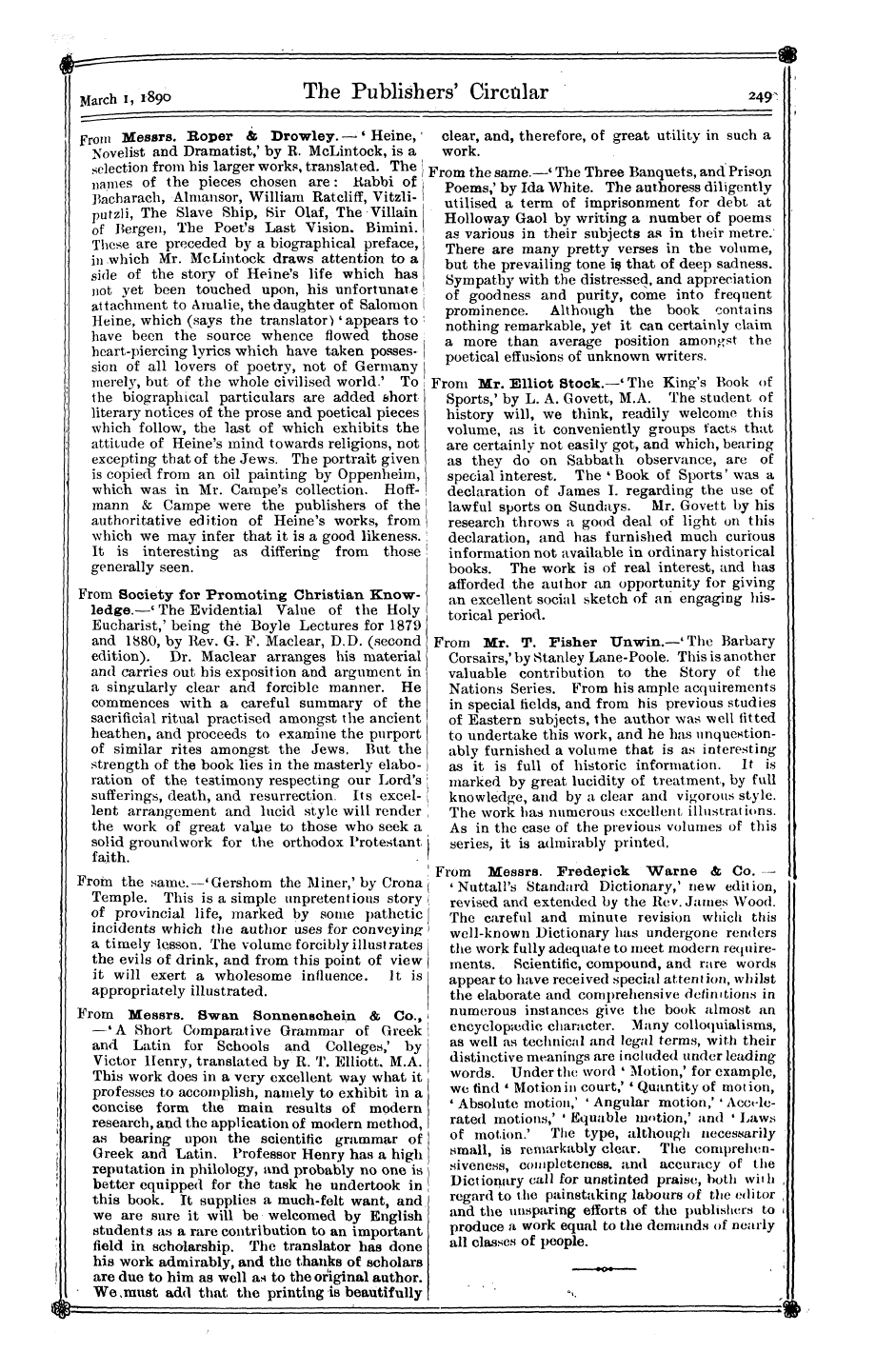 Publishers’ Circular (1880-1890): jS F Y, 1st edition - L^Etuewf, &Q. From The Authors' Co-Opera...