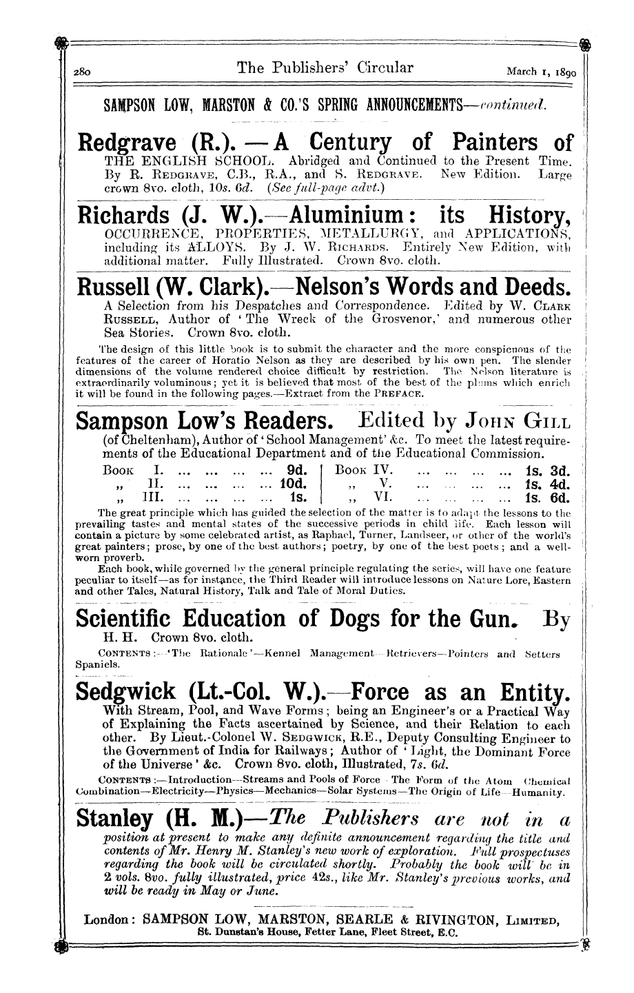 Publishers’ Circular (1880-1890): jS F Y, 1st edition - Ad05801