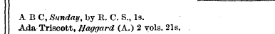 ABC, Sunday, by R. C. S., Is. Ada Trisco...