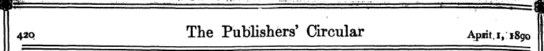 42Q The Publishers' Circular Apjiu, *8go...