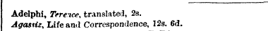Adelphi, Terence, translated, 2s. Agasti...