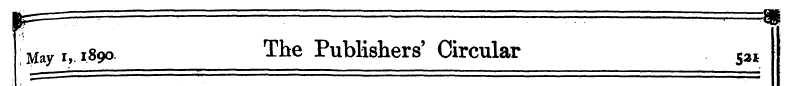 May i,. 1890 ^ke Publishers' Circular sz...