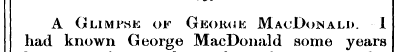 A Glim the of Geoikie MacDonald. 1 had k...