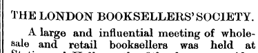 THE LONDON BOOKSELLERS'SOCIETY. sale A a...