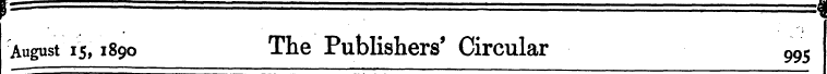August 15,1890 The Publishers' Circular ...