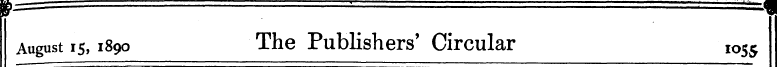 August 15,1890 The Publishers' Circular ...