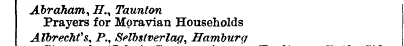 Abraham Prayers , H for ., Moravian Taun...