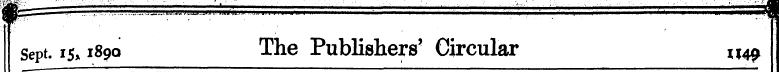 Sept. is, 1890 The Publishers' Circular ...