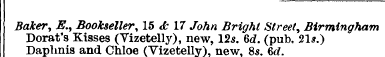 Bakery E.. Bookseller, 15 & 17 John Brig...