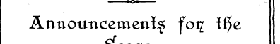 101 Announcement foi£ t^e H*