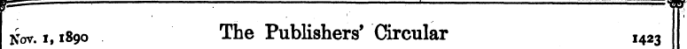Nov. i, 1890 The Publishers' Circular I4...