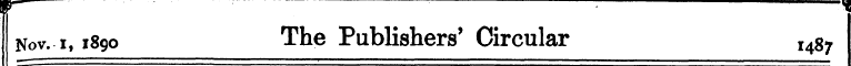 Nov. i, 1890 The Publishers' Circular , ...