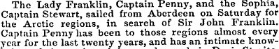 The Lady Franklin, Captain Penny, and th...