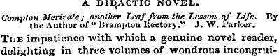 A DIDACTIC NOVEL. Compton Merinale; anot...
