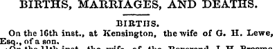 BIRTHS, MARRIAGES, AND DEATHS. BIRTHS. O...