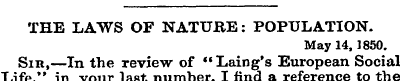 THE LAWS OF NATURE: POPULATION. May 14,1...