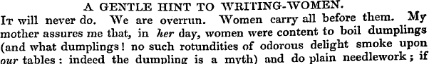 A GENTLE HINT TO WRITING-WOMEN. It will ...