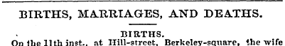 BIRTHS, MARRIAGES, AND DEATHS. BIRTHS. O...