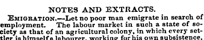 NOTES AND EXTRACTS. Emigration. —Let no ...