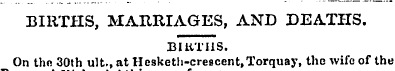 BIRTHS, MARRIAGES, AND DEATHS. BIKTI1S. ...