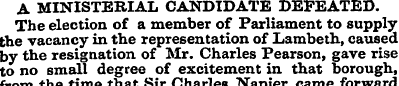 A MINISTERIAL CANDIDATE DEFEATED. The el...